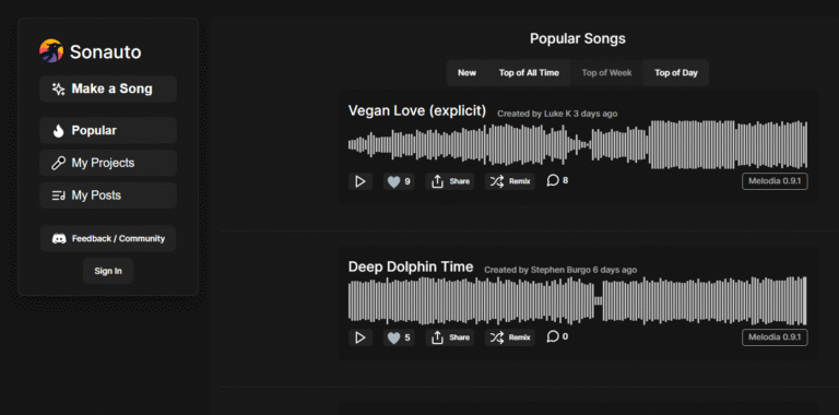 Sonauto (AI 作曲及音樂生成器)