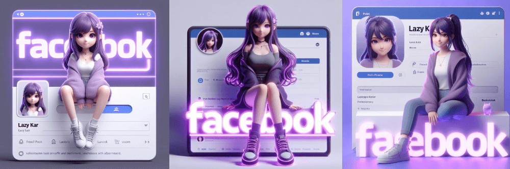 Bing Image Creator - 3D 社交媒體圖像卡通版撰寫例子 - 霓虹燈版