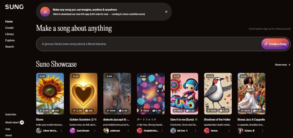 Suno AI 是一款免費的 AI 音樂和作曲工具。