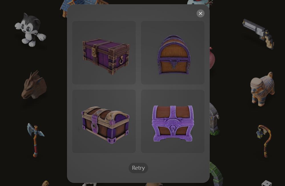 在 Luma Genie AI 點擊最滿意的 3D 模型進入編輯頁面,如果不滿意所生成的 3D 模型,亦可點撃下方 「Retry」,再次生成。