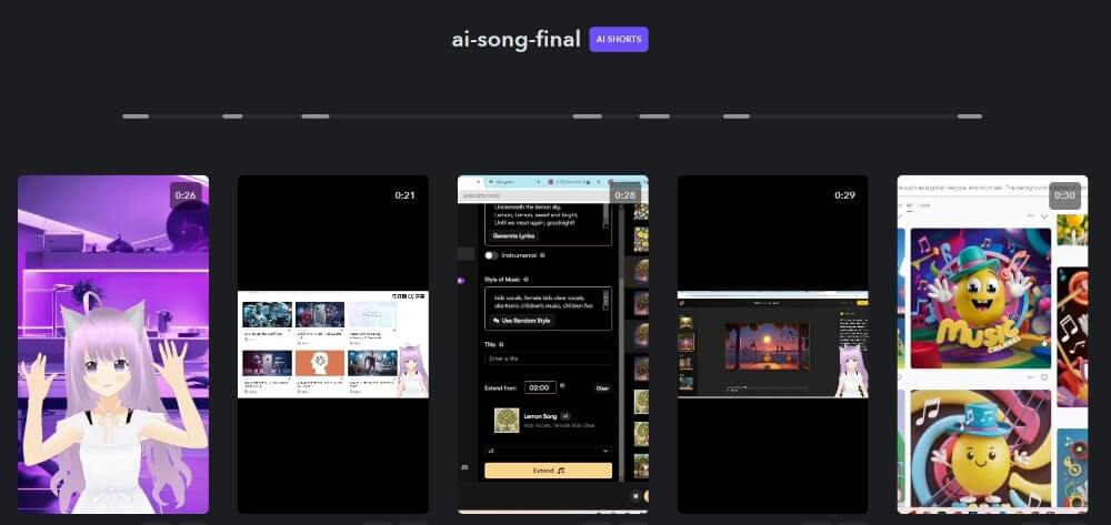 在 Captions AI 將長影片自動剪輯成多段精彩的重點片段。