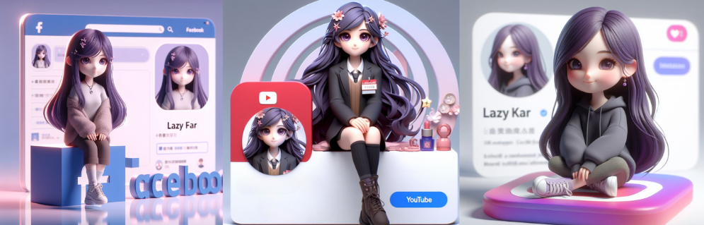 Bing Image Creator - 3D 社交媒體圖像卡通版撰寫例子