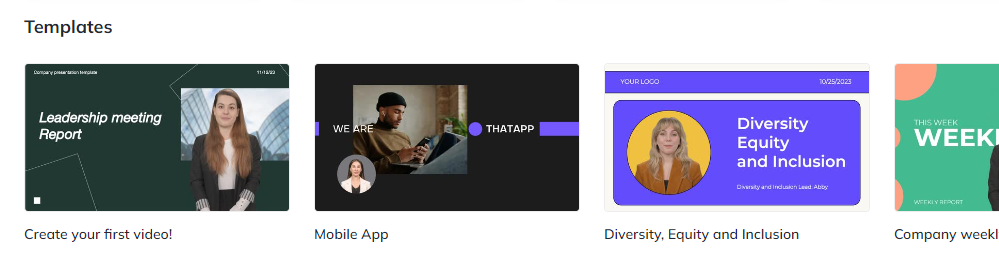 從型模板中選擇，或從頭開始。Heygen 亦提供短視頻模板，如 YouTube Shorts、IG Reel。