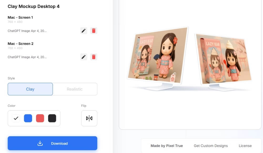Pixeltrue Mockups 是一款專注於扁平化設計風格的 Mockup 工具。