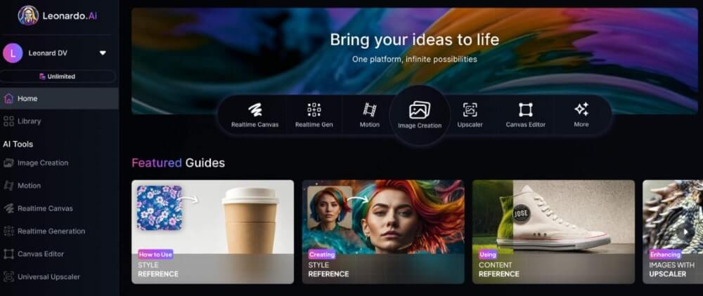 Leonardo AI 是一款 AI 繪圖工具,用戶可以在 Leonardo AI 平台上創建藝術作品。